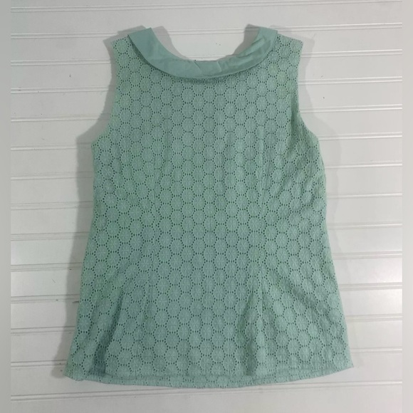 Boden Mint Green Eyelet Tank Top Lined Side Zipper Size 4R Preppy Romantic - Picture 14 of 15